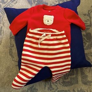 GAP cute red teddy sweater with striped pants